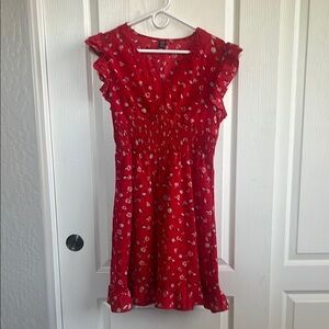 SHEIN Red Ruffled Tiered Sundress